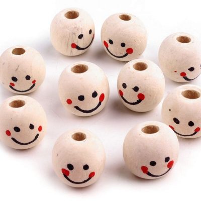 Margele lemn smiley Ø18 mm
